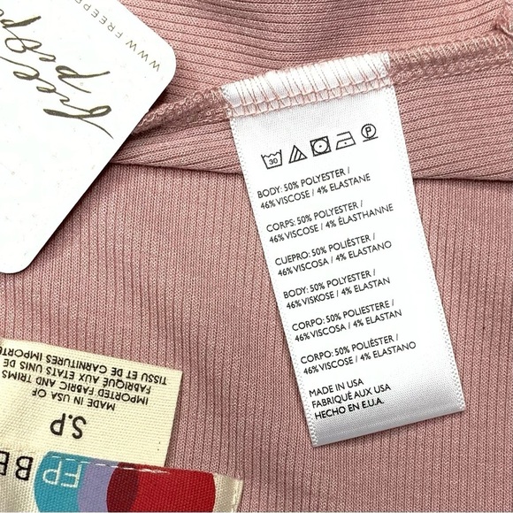 New Free People Beach Daphne Crop Top Ribbed Rose Pink Size S - Picture 12 of 17